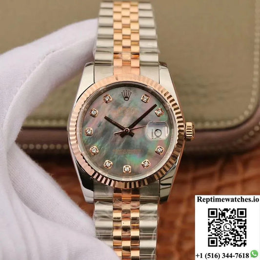 Rolex Datejust 36Mm Gm Factory Grey Mother-Of-Pearl Dial-Rep Time Watches
