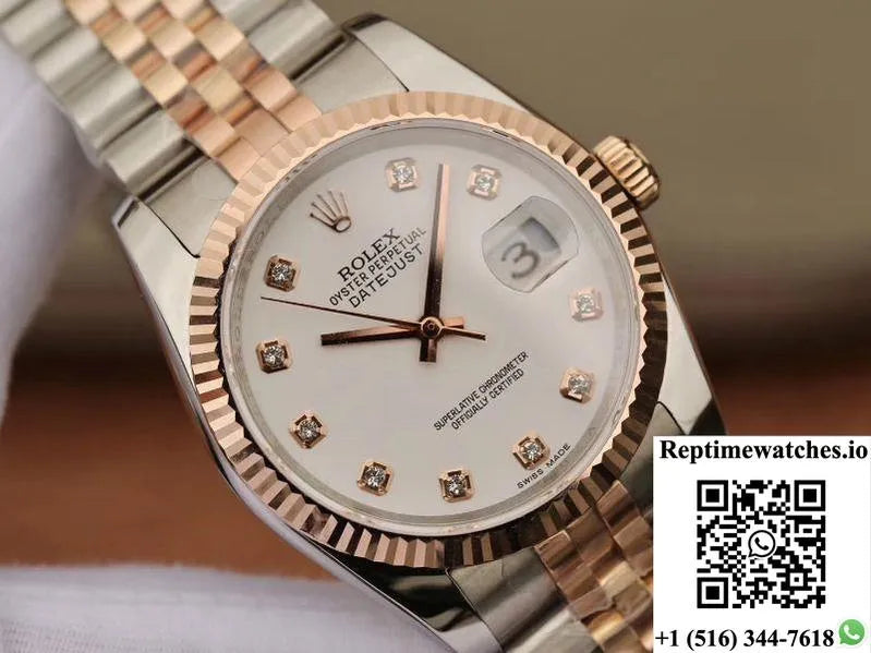 Rolex Datejust 36Mm Gm Factory White Dial-Rep Time Watches