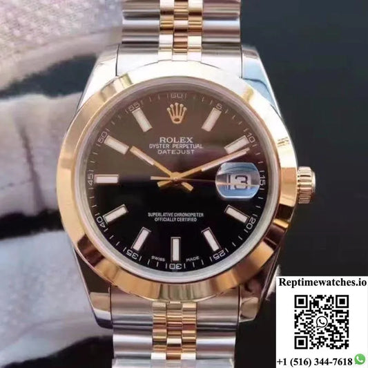 Rolex Datejust 41 126303 Gold Wrapped Black Dial-Rep Time Watches