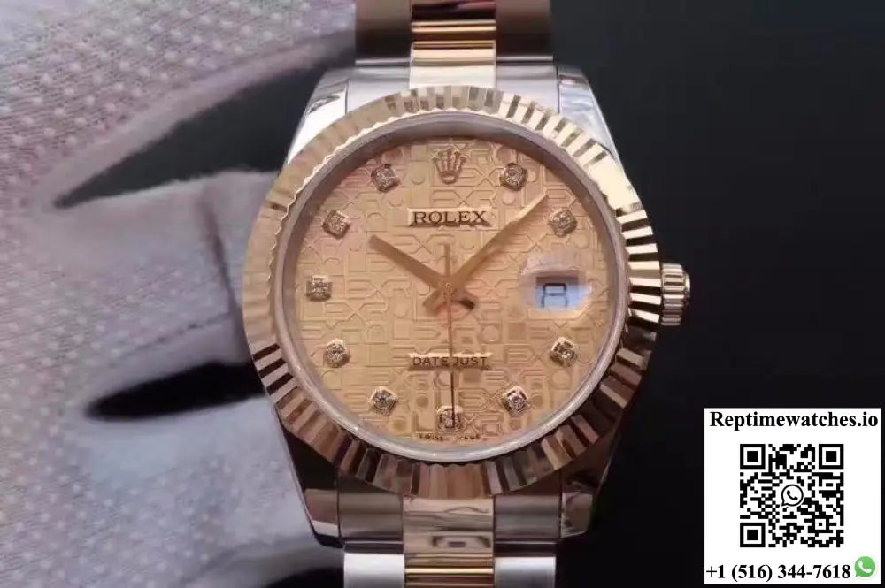 Rolex Datejust II 126333 41MM Diamond-studded Rose Gold Texture Dial - Watches