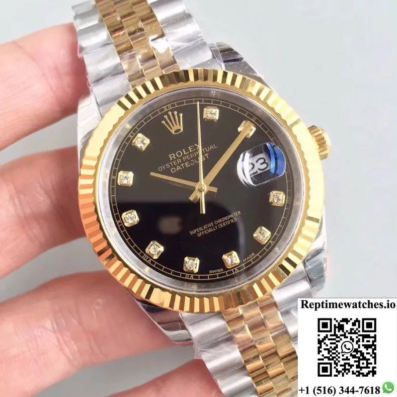 Rolex Datejust Ii M126333-0013 Ew Factory Diamond-Encrusted Black Dial-Rep Time Watches