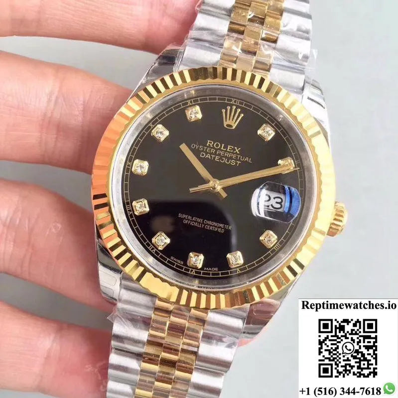 Rolex Datejust Ii M126333-0013 Ew Factory Diamond-Encrusted Black Dial-Rep Time Watches