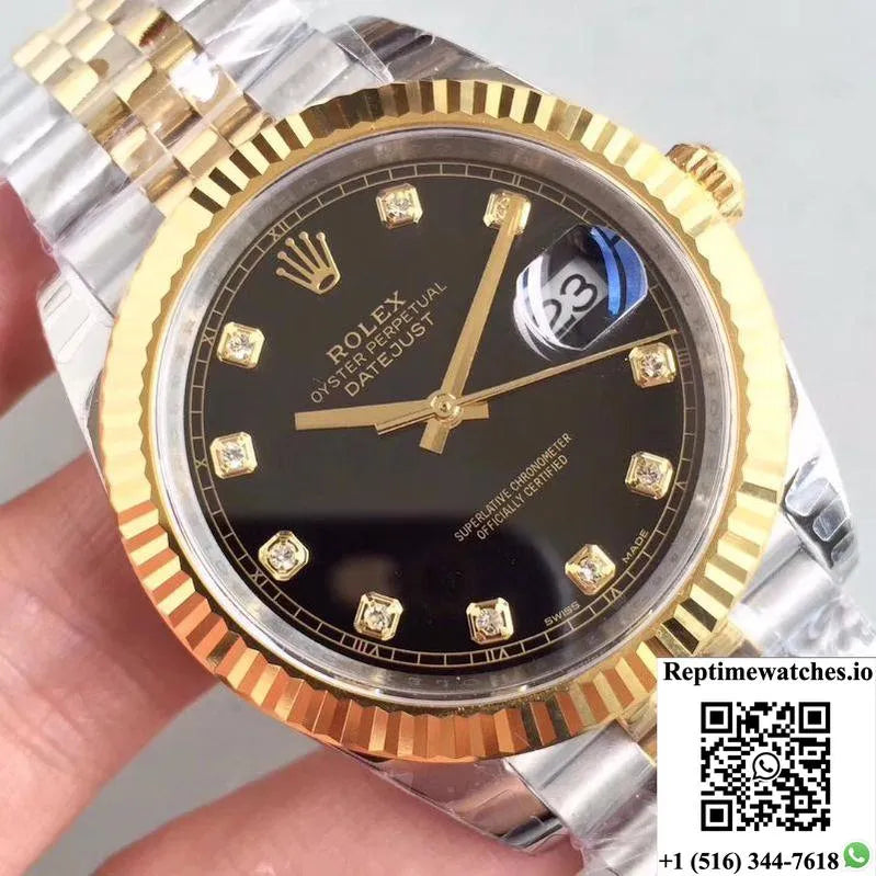 Rolex Datejust Ii M126333-0013 Ew Factory Diamond-Encrusted Black Dial-Rep Time Watches