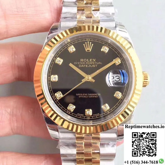 Rolex Datejust Ii M126333-0013 Ew Factory Diamond-Encrusted Black Dial-Rep Time Watches