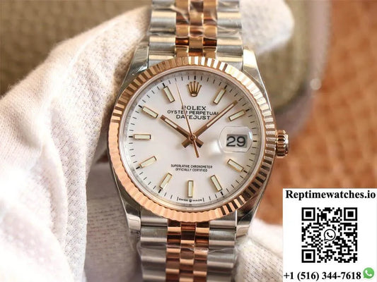 Rolex Datejust M126231-0017 Ew Factory Rose Gold White Dial-Rep Time Watches