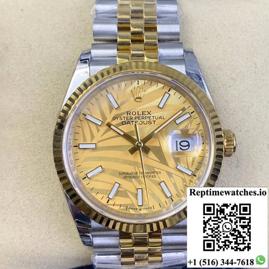 Rolex Datejust M126233-0037 EW Factory Golden Palm Leaf Pattern Dial AF Factory