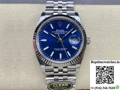 Rolex Datejust M126234-0017 36Mm Clean Factory Blue Dial-Rep Time Watches