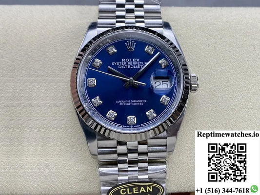 Rolex Datejust M126234-0037 36Mm Clean Factory Blue Diamond Dial-Rep Time Watches