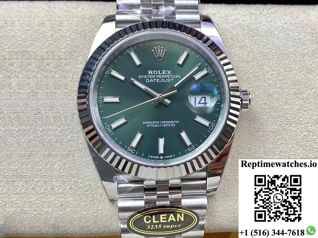 Rolex Datejust M126334-0027 Clean Factory Mint Green Dial-Rep Time Watches
