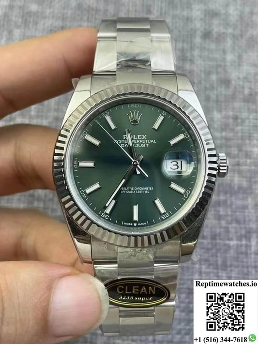 Rolex Datejust M126334-0028 Clean Factory Green Dial-Rep Time Watches