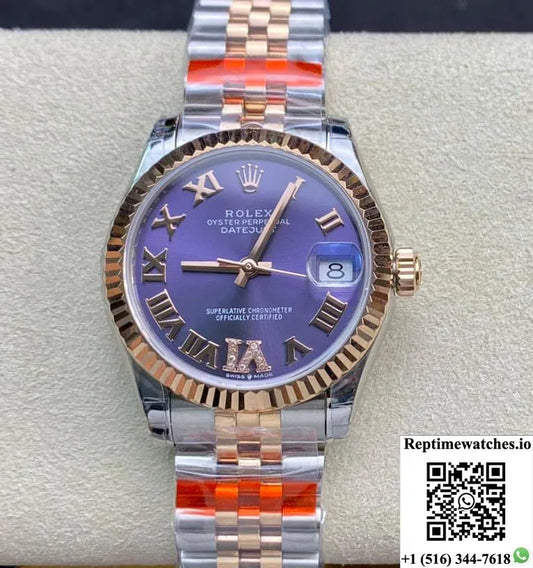 Rolex Datejust M278271-0020 Tw Factory Diamond Eggplant Purple Dial-Rep Time Watches