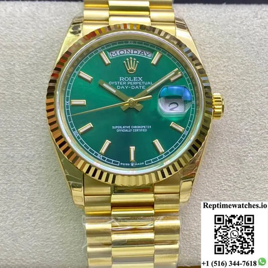 Rolex Day Date 118238 Ew Factory Green Dial-Rep Time Watches