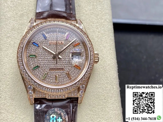 Rolex Day-Date 128155RBR 8+ Factory Date Display