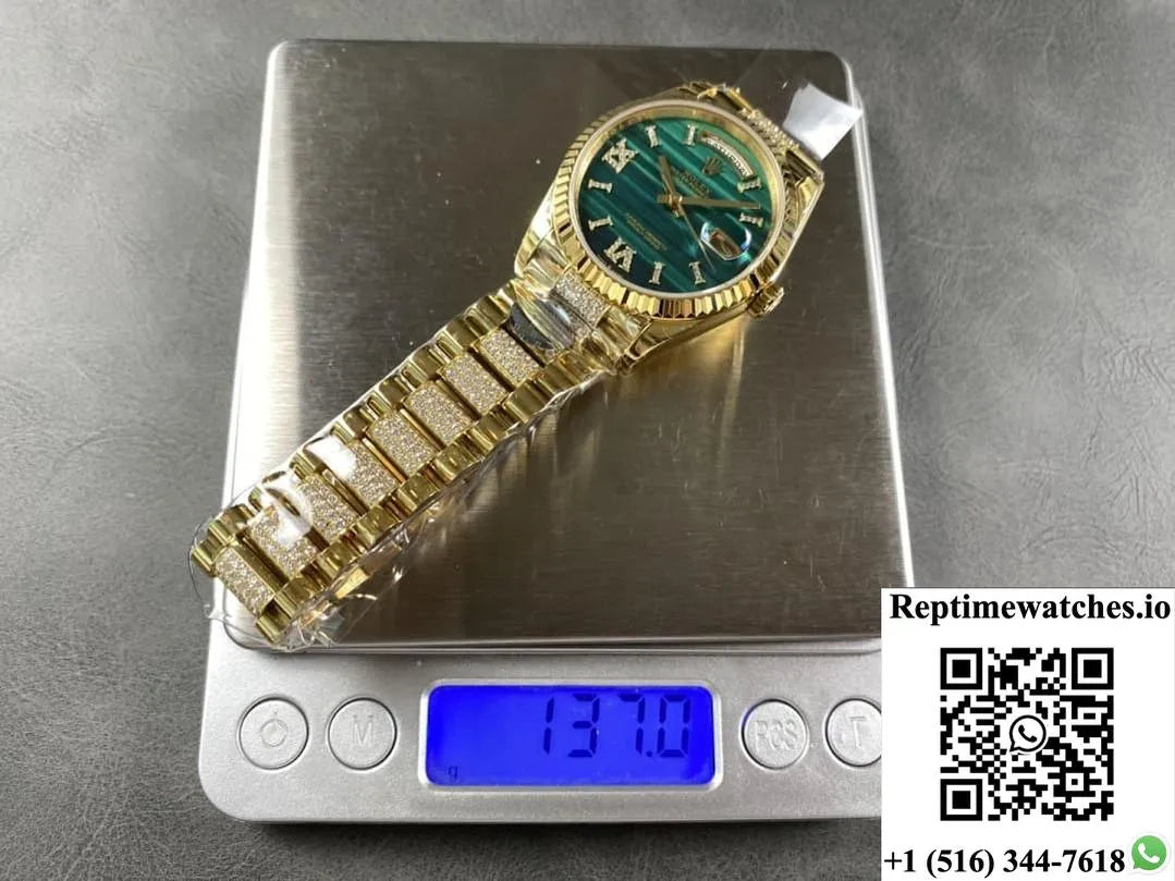Rolex Day-Date 128238-0048 8+ Factory Malachite Dial-Rep Time Watches