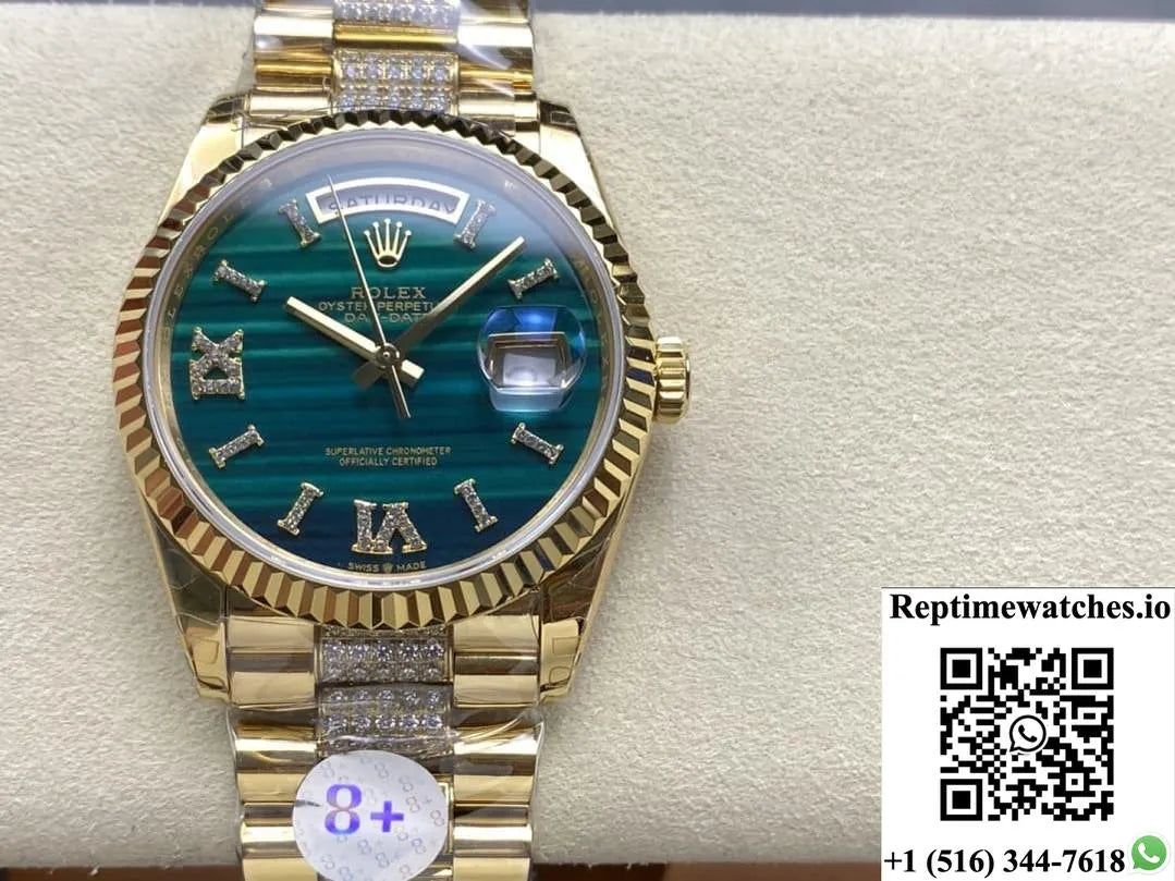 Rolex Day-Date 128238-0048 8+ Factory Malachite Dial-Rep Time Watches