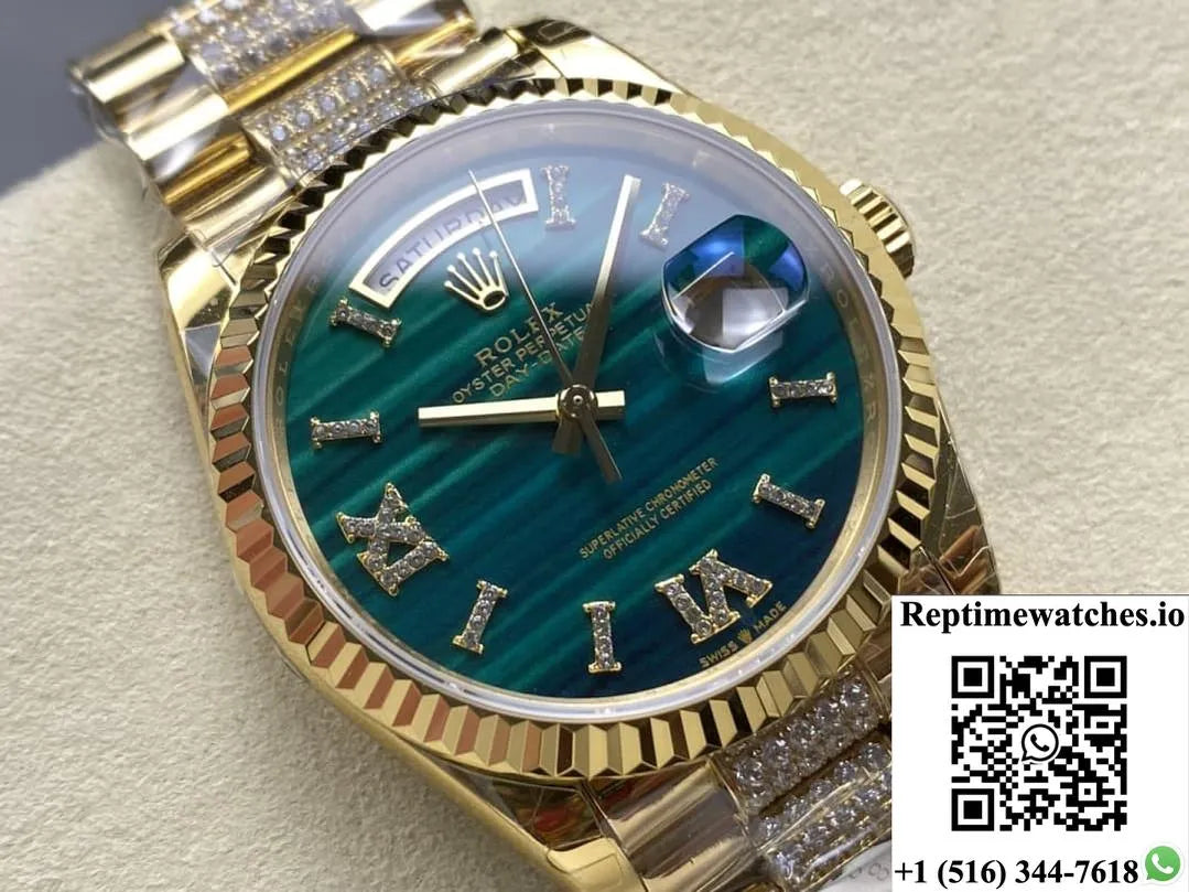 Rolex Day-Date 128238-0048 8+ Factory Malachite Dial-Rep Time Watches