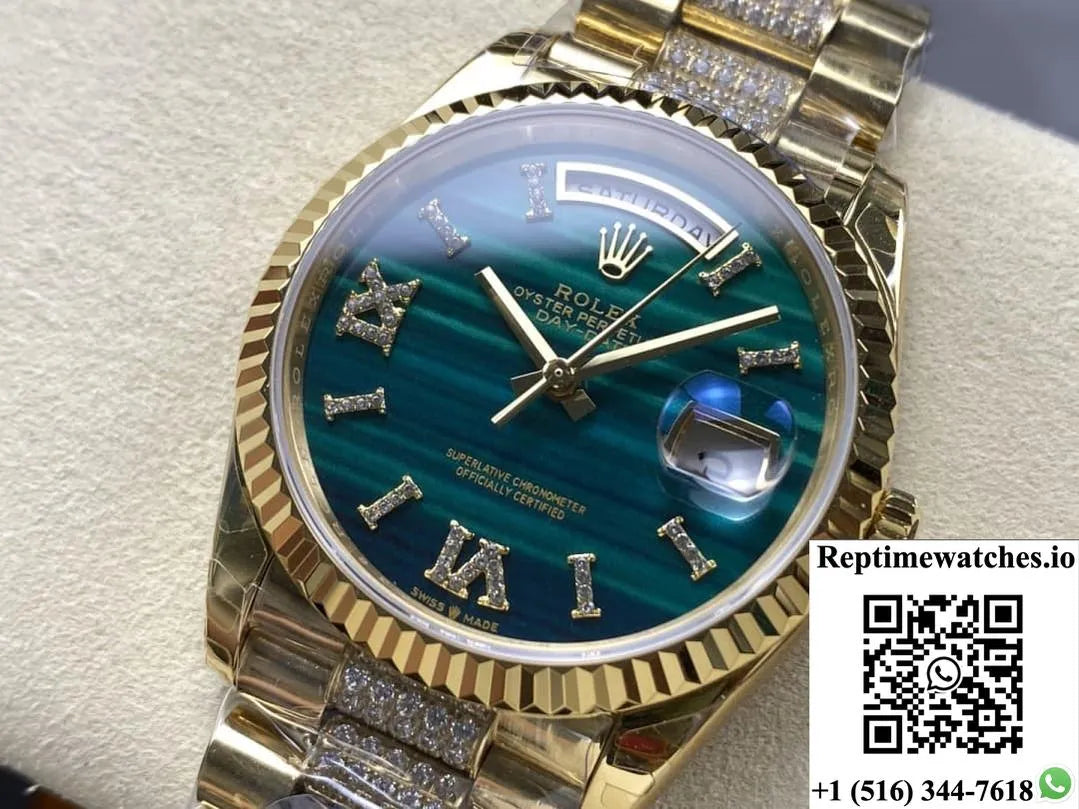 Rolex Day-Date 128238-0048 8+ Factory Malachite Dial-Rep Time Watches