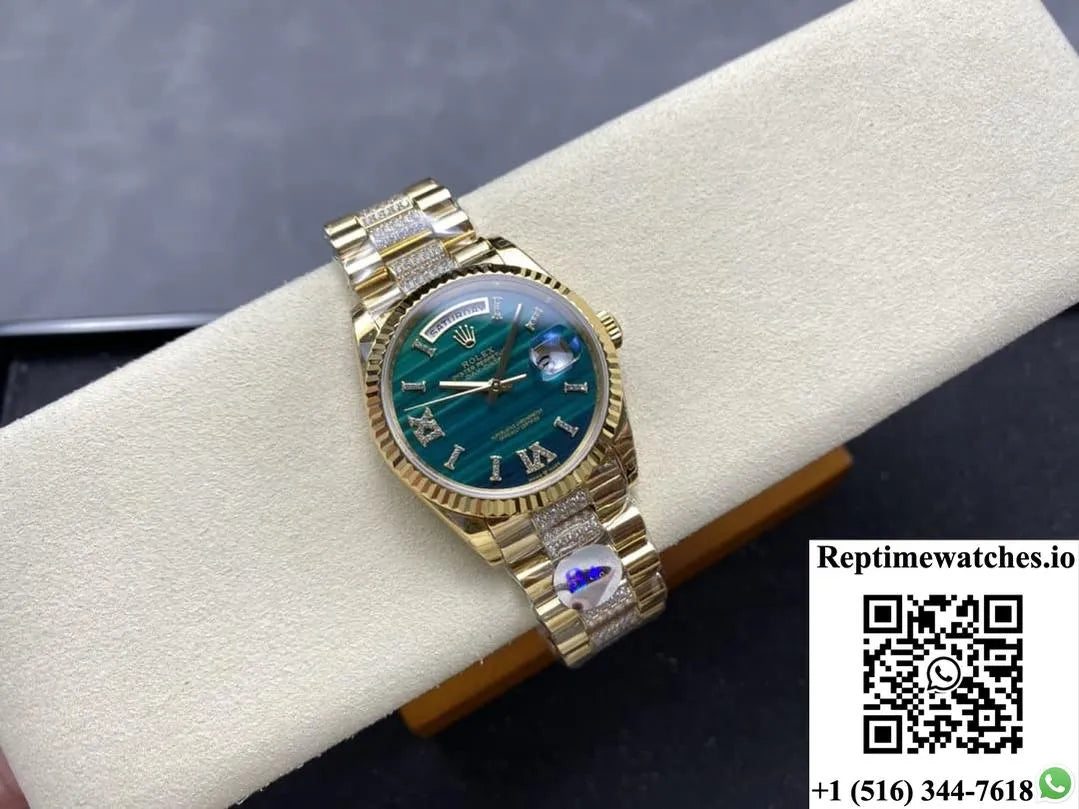 Rolex Day-Date 128238-0048 8+ Factory Malachite Dial-Rep Time Watches
