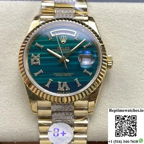 Rolex Day-Date 128238-0048 8+ Factory Malachite Dial-Rep Time Watches