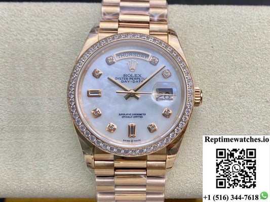 Rolex Day Date 128238 Ew Factory V2 Mother-Of-Pearl Dial-Rep Time Watches