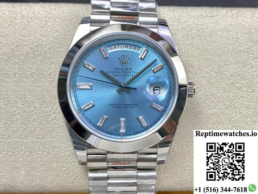 Rolex Day Date 228206 Ew Factory Ice Blue Dial-Rep Time Watches