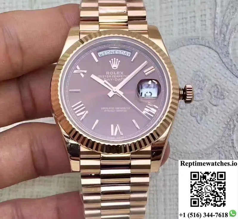 Rolex Day Date 228235 2018 40Mm Ew Factory Purple Dial-Rep Time Watches