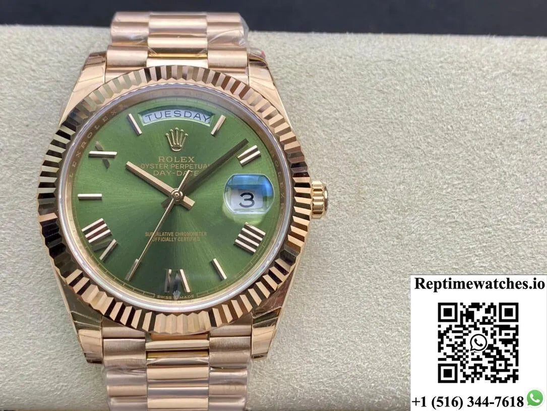 Rolex Day Date 228235 40Mm Ew Factory Green Dial-Rep Time Watches