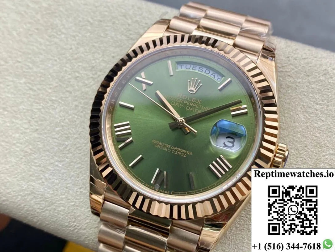 Rolex Day Date 228235 40Mm Ew Factory Green Dial-Rep Time Watches
