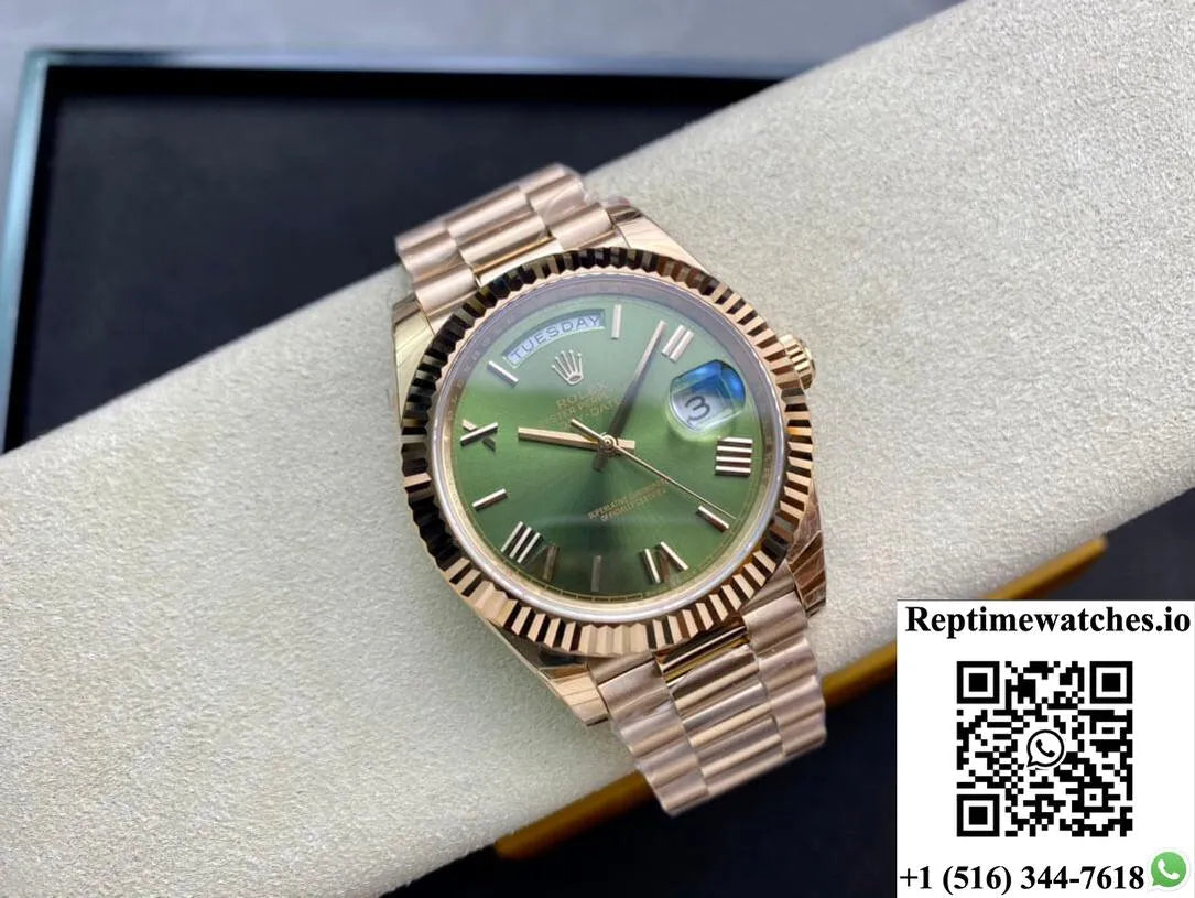 Rolex Day Date 228235 40Mm Ew Factory Green Dial-Rep Time Watches