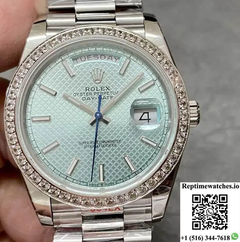 Rolex Day Date 228236 Gm Factory V2 Counterweight Version Blue Dial-Rep Time Watches