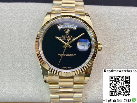Rolex Day Date 36Mm Bp Factory Double Calendar Black Dial-Rep Time Watches