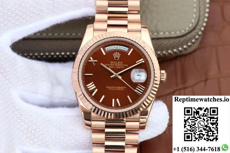 Rolex Day Date 40Mm 228235 Ew Factory Brown Dial-Rep Time Watches