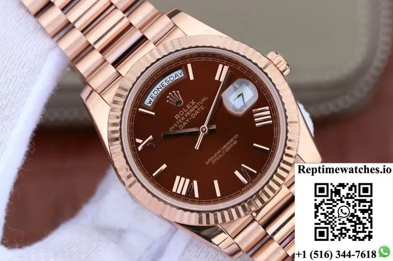 Rolex Day Date 40Mm 228235 Ew Factory Brown Dial-Rep Time Watches