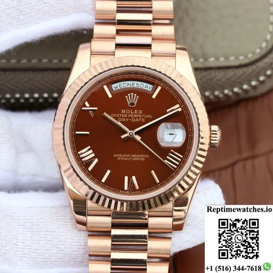 Rolex Day Date 40Mm 228235 Ew Factory Brown Dial-Rep Time Watches