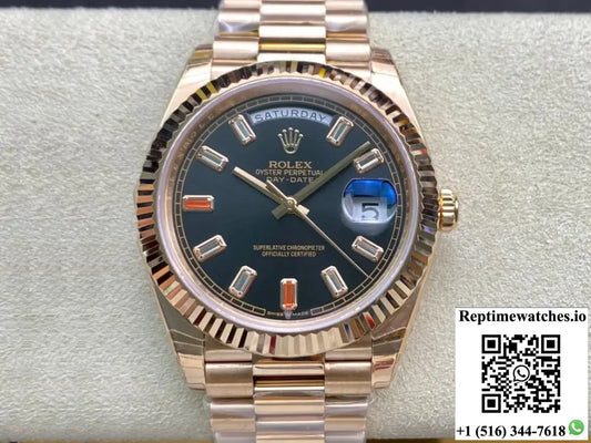 Rolex Day Date 40MM EW Factory Black Dial - Watches
