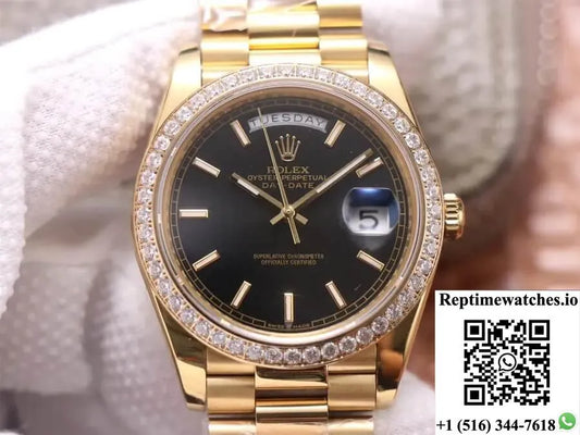 Rolex Day Date 40Mm Ew Factory Yellow Gold Diamond-Rep Time Watches