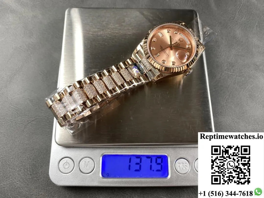 Rolex Day-Date M128235-0019 8+ Factory Rose Gold Color Case-Rep Time Watches