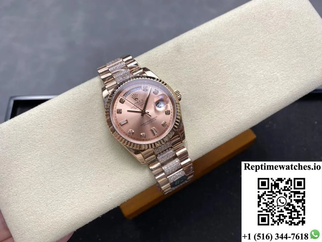 Rolex Day-Date M128235-0019 8+ Factory Rose Gold Color Case-Rep Time Watches