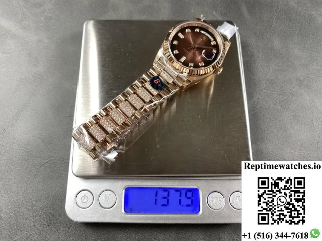 Rolex Day-Date M128235-0038 8+ Factory Diamond Hour Markers-Rep Time Watches