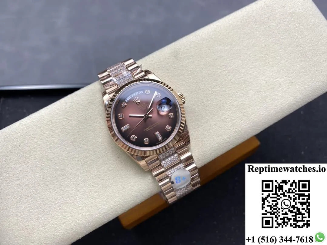 Rolex Day-Date M128235-0038 8+ Factory Diamond Hour Markers-Rep Time Watches