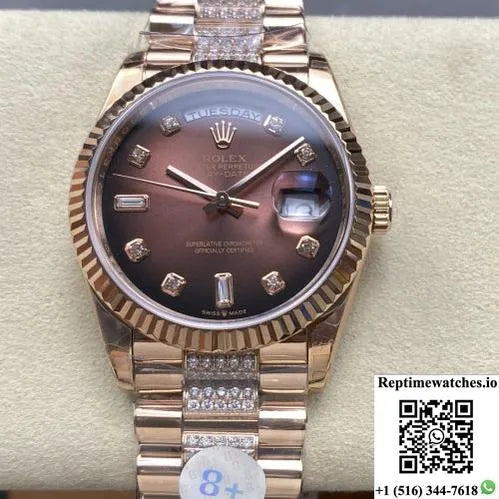 Rolex Day-Date M128235-0038 8+ Factory Diamond Hour Markers-Rep Time Watches