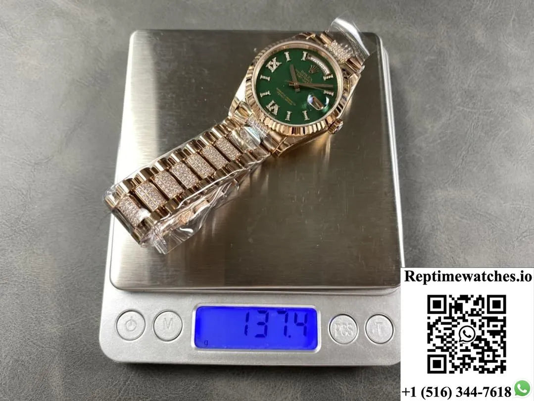 Rolex Day-Date M128235-0069 8+ Factory Green Dial-Rep Time Watches