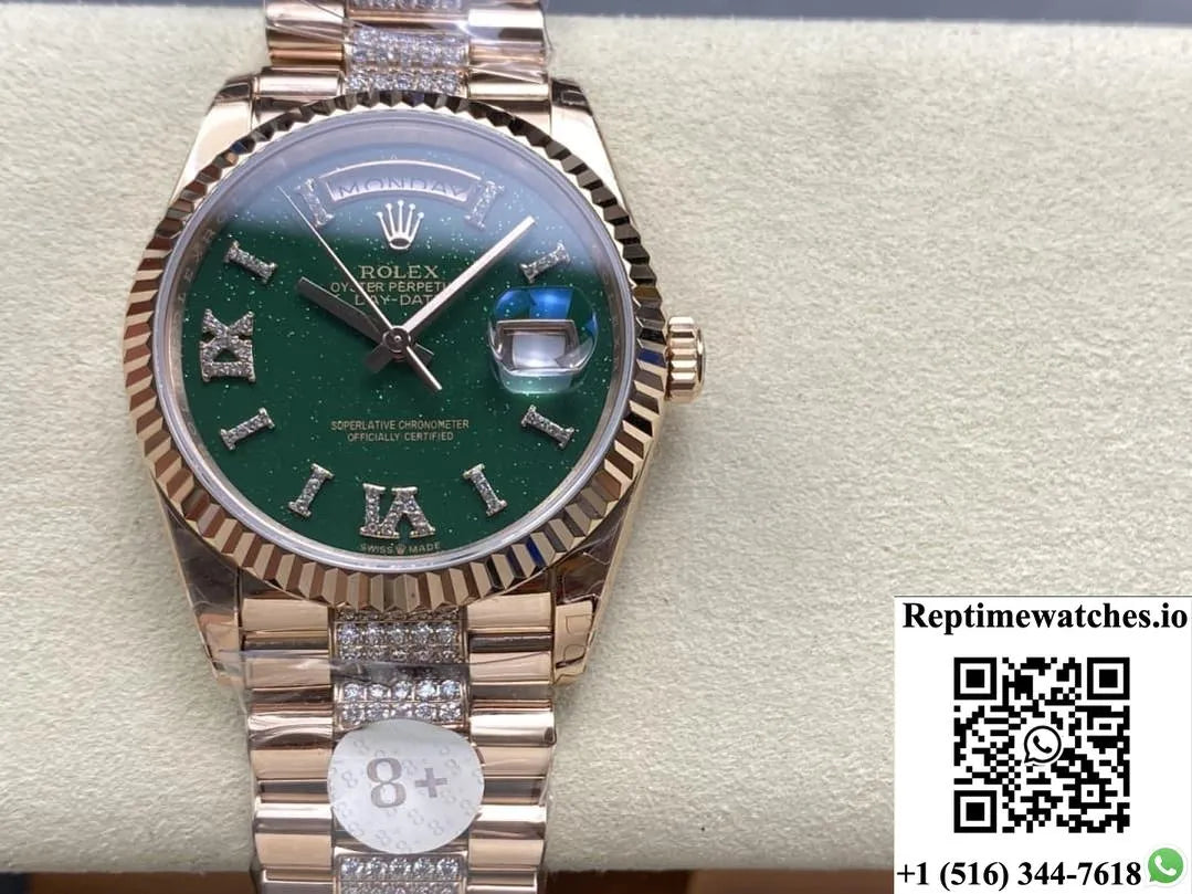 Rolex Day-Date M128235-0069 8+ Factory Green Dial-Rep Time Watches
