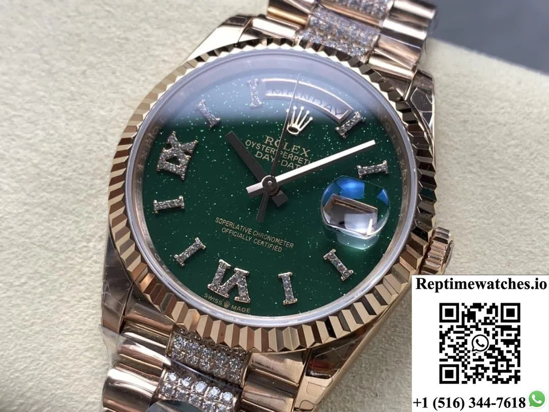 Rolex Day-Date M128235-0069 8+ Factory Green Dial-Rep Time Watches