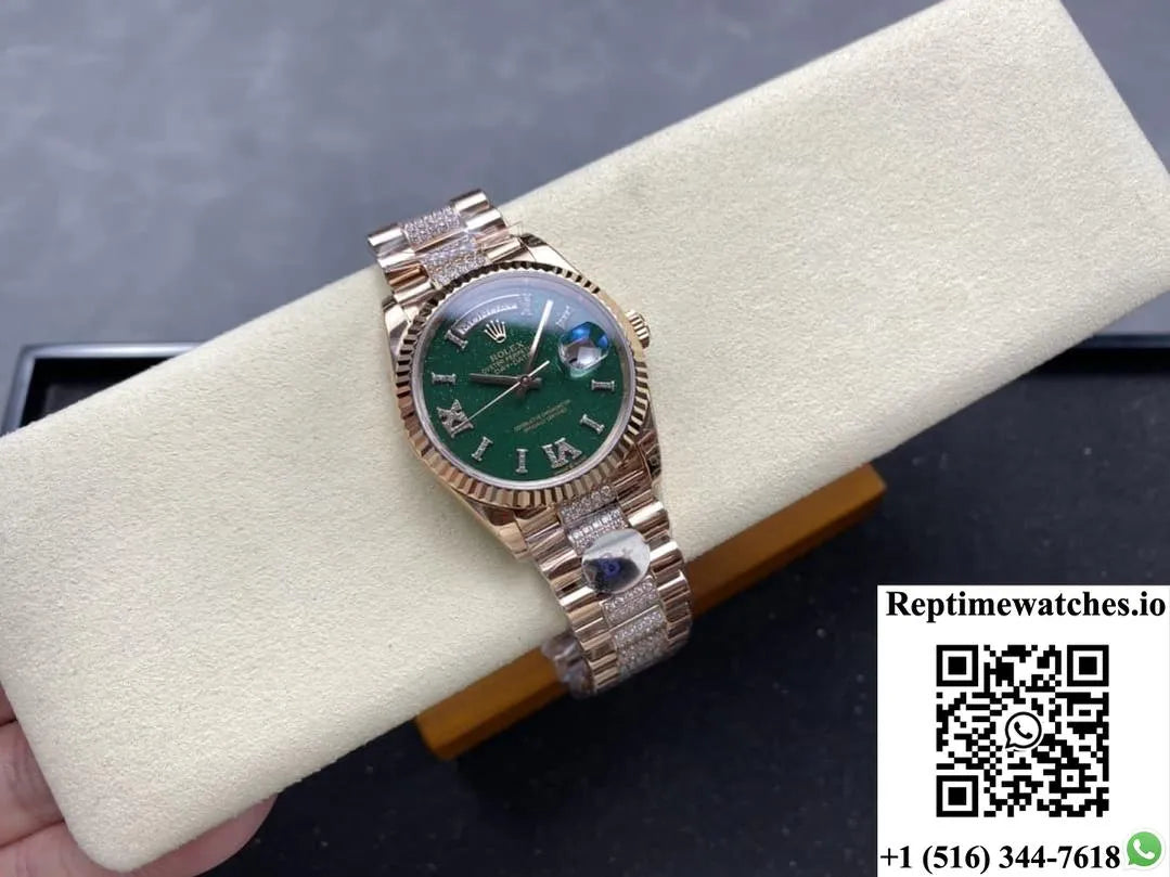 Rolex Day-Date M128235-0069 8+ Factory Green Dial-Rep Time Watches