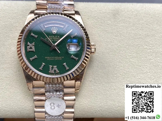 Rolex Day-Date M128235-0069 8+ Factory Green Dial