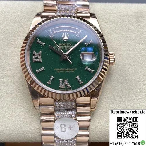 Rolex Day-Date M128235-0069 8+ Factory Green Dial-Rep Time Watches