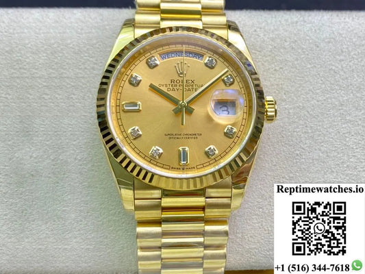 Rolex Day-Date M128238-0008 Yellow Gold Ew Factory Champagne Dial-Rep Time Watches