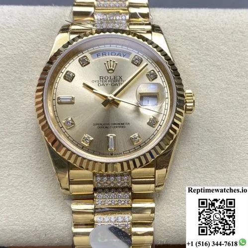 Rolex Day-Date M128238-0026 8+ Factory Diamond Hour Markers-Rep Time Watches