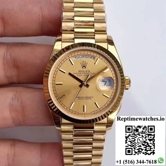 Rolex Day-Date M128238-0045 Yellow Gold EW Factory Champagne Dial AI Factory